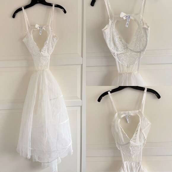 New! For Love & Lemons Blushing Blooms midi slip dress 41927 - Picture 2 of 13